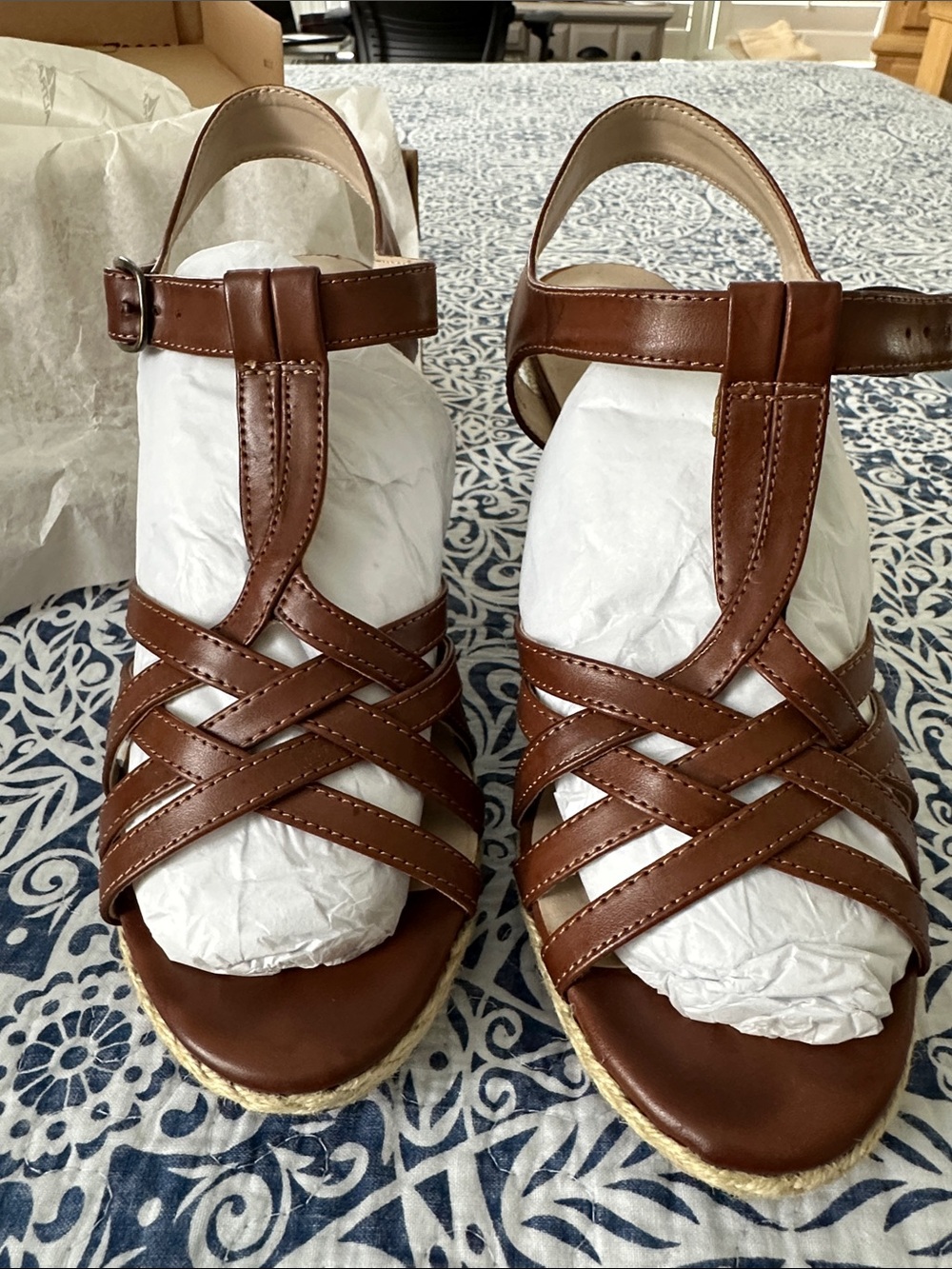 Bass & Company Brown Wedge Espadrille Sandals - Women